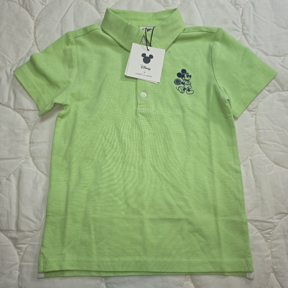 Disney x Janie and Jack‎ Mickey Mouse Tennis Polo Shirt Green Boys 4 NWT Rare